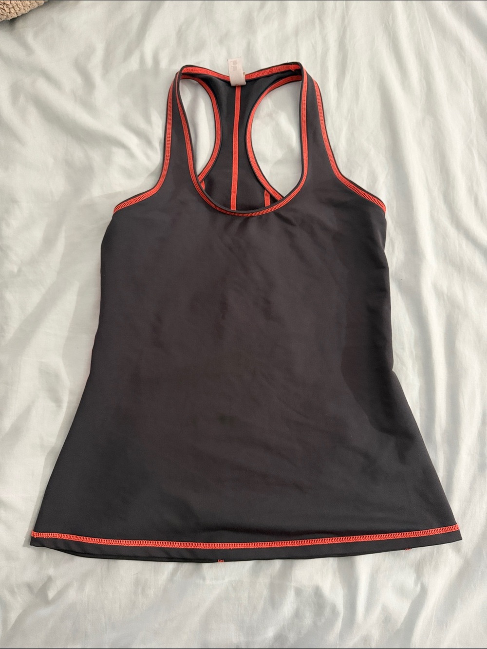 HUE Black Racerback Tank with Coral-Red Trim